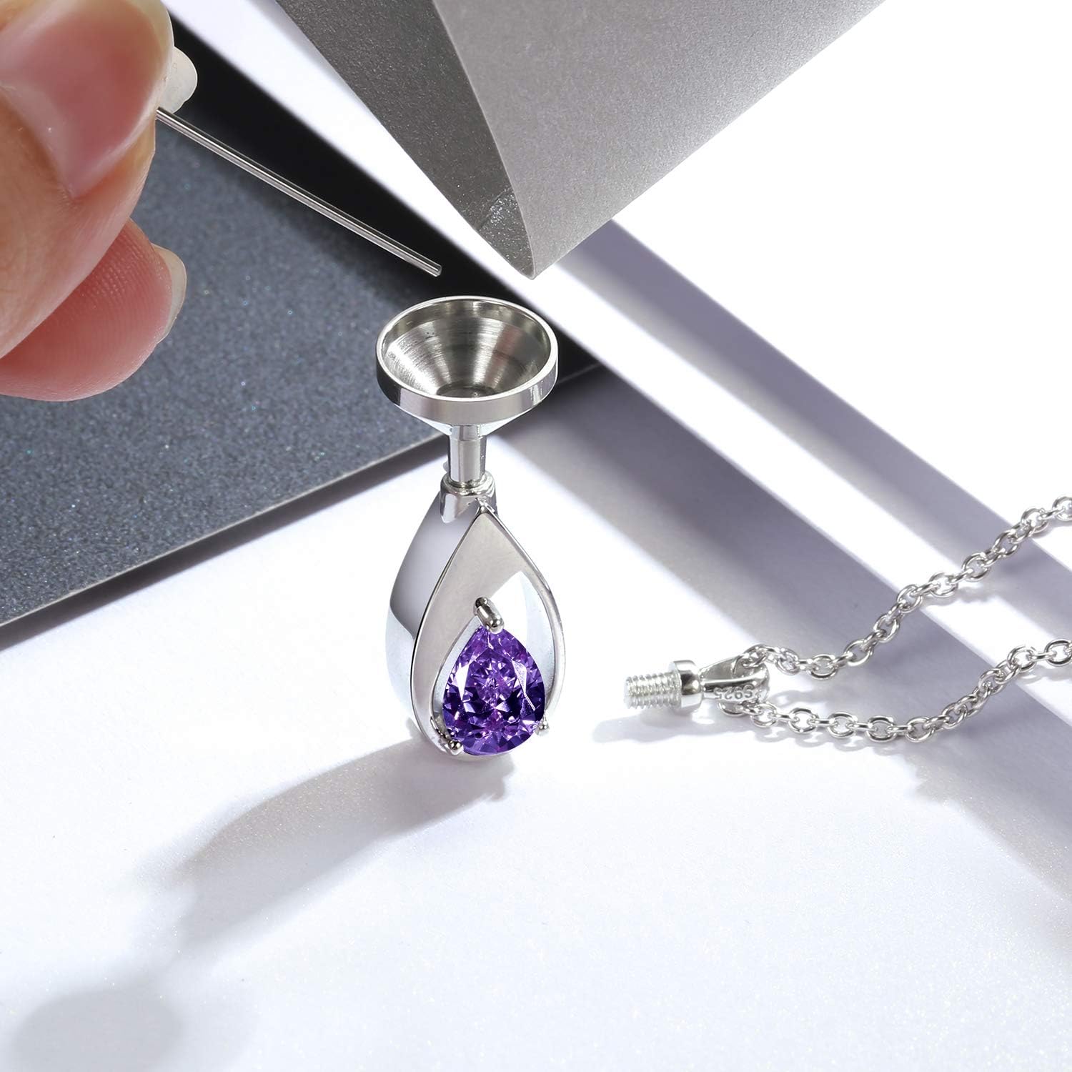 Sariel 925 Sterling Silver Cremation Jewelry Memorial CZ Teardrop Ashes Keepsake Urns Pendant Necklace for urn Necklaces Ashes Jewelry Gifts - Image 3