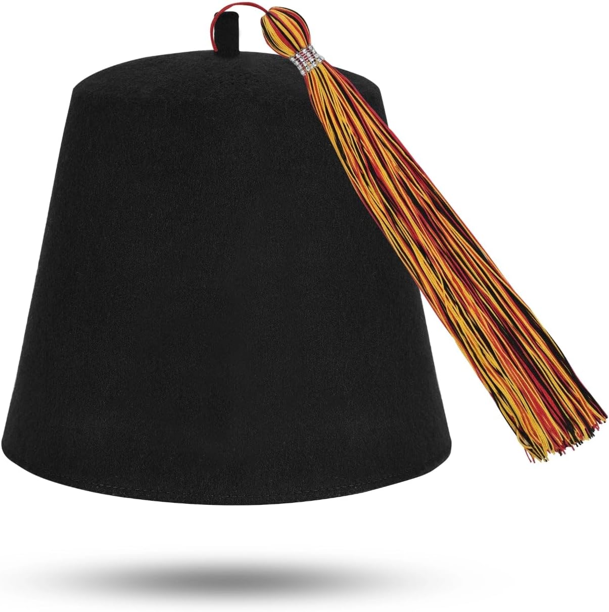 BRICKS MASONS Masonic Plain Fez Hat - Black Wool with Various Tassel Colors