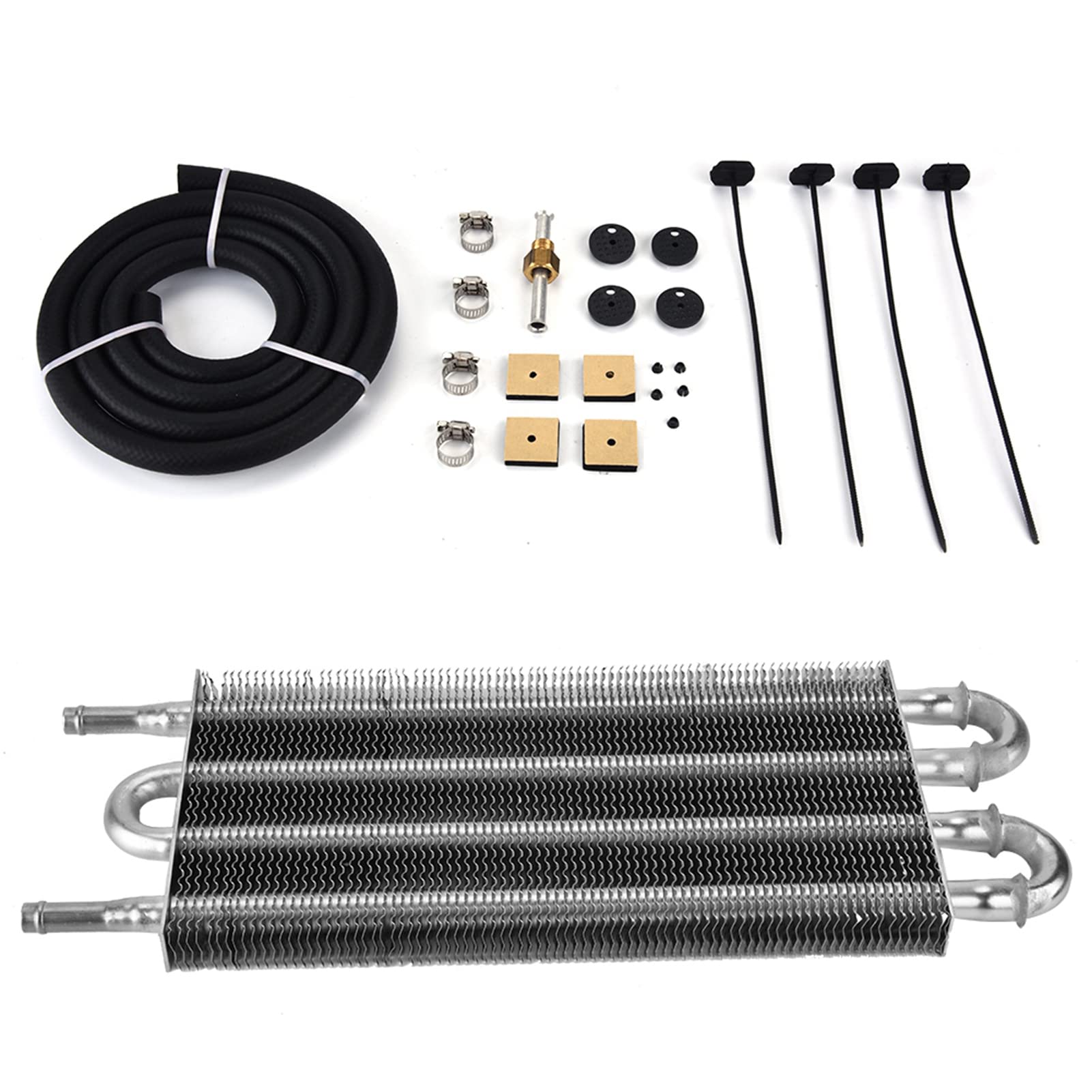 Kit de enfriador de aceite para automóvil, convertidor de radiador automático-manual de 4 filas para automóvil, equipo de enfriador de aceite de transmisión de dirección asistida remota