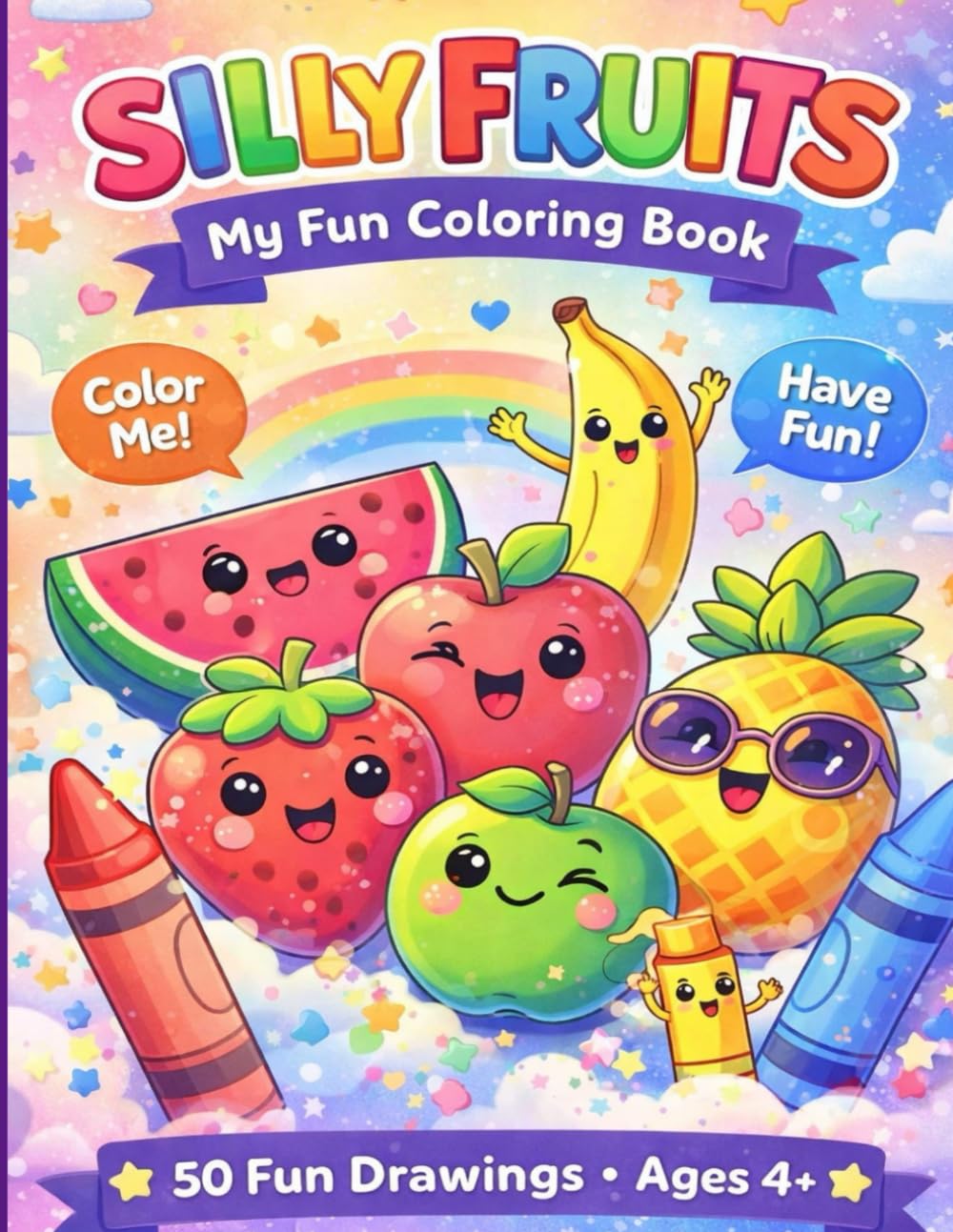 Silly Fruits: Let's color & learn !