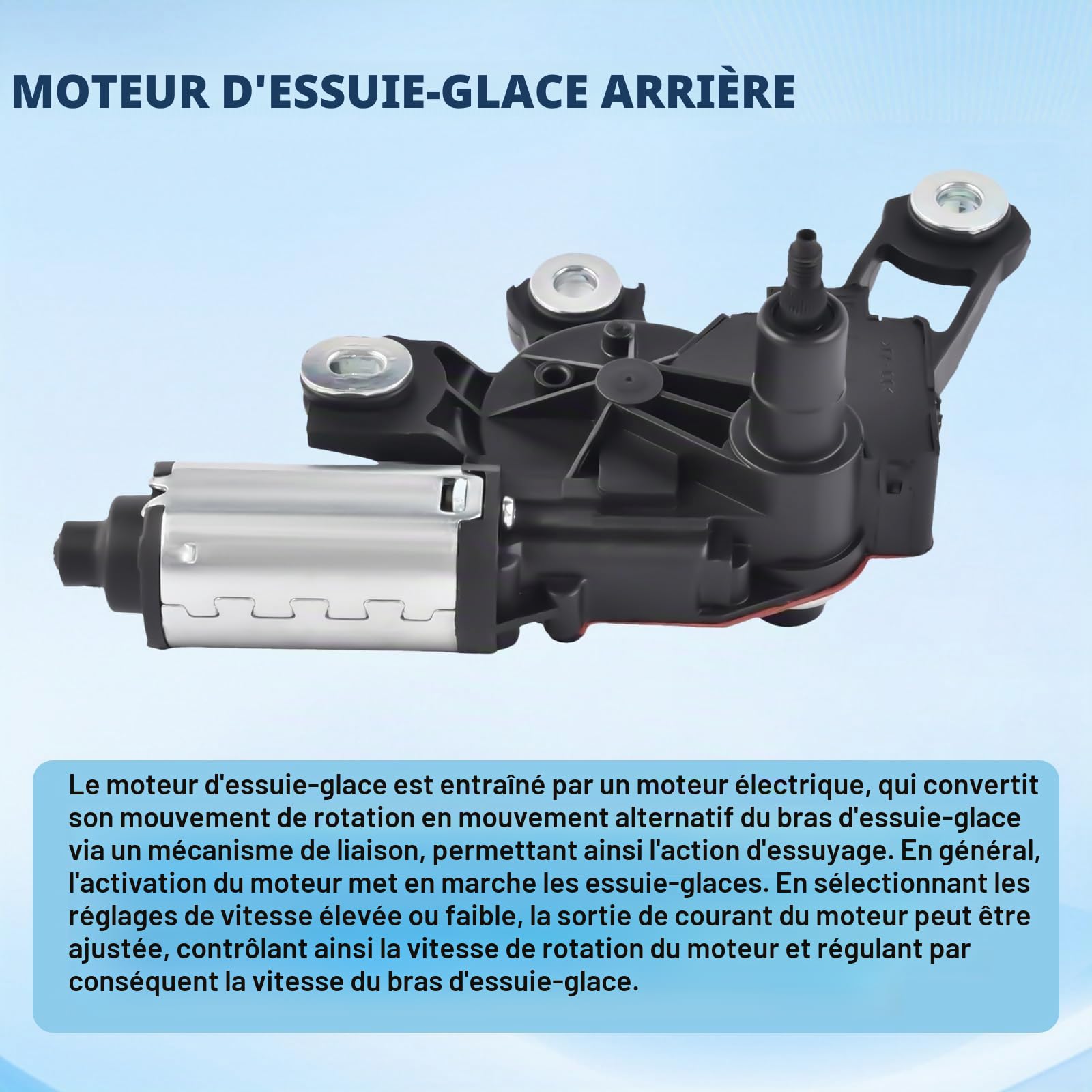 Moteur d'essuie-glace arrière Moteur arrière Pare-brise arrière Compatible avec A3 8P A4 A6 Q5 Q7 2000-2019, remplacement pour 8E9955711D 8E9955711A 8E9955711B 8E9955711C