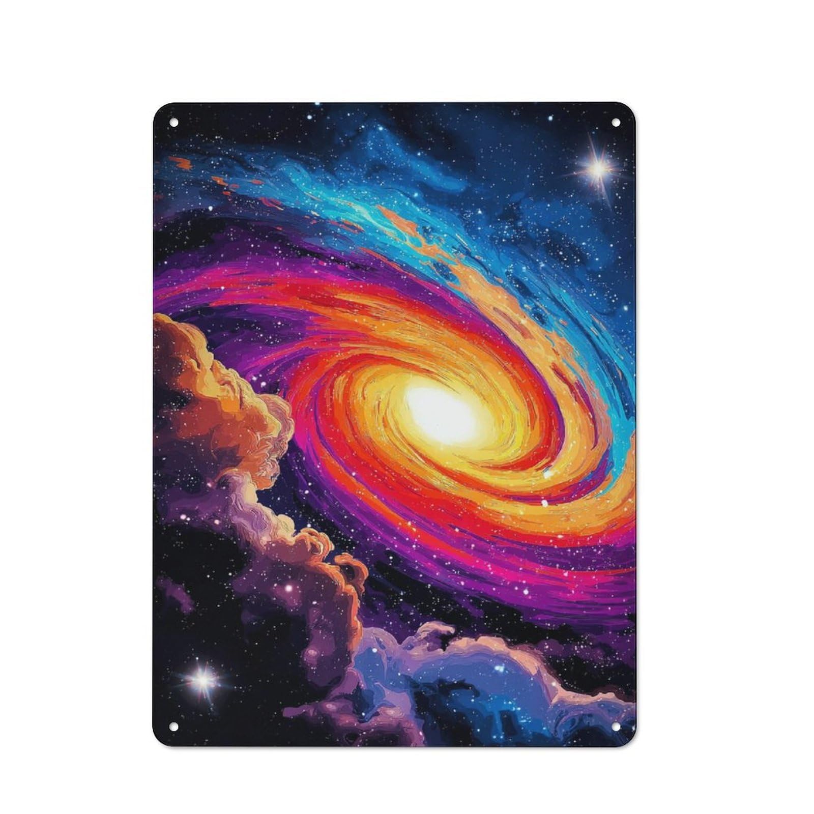 Junmoney Whirling Galaxy In Cosmic Colors Tin Sign With Design 40X30cm, Vintage Workshop Wall Decor For Tool Room, Garage, Studio Or Home Bar