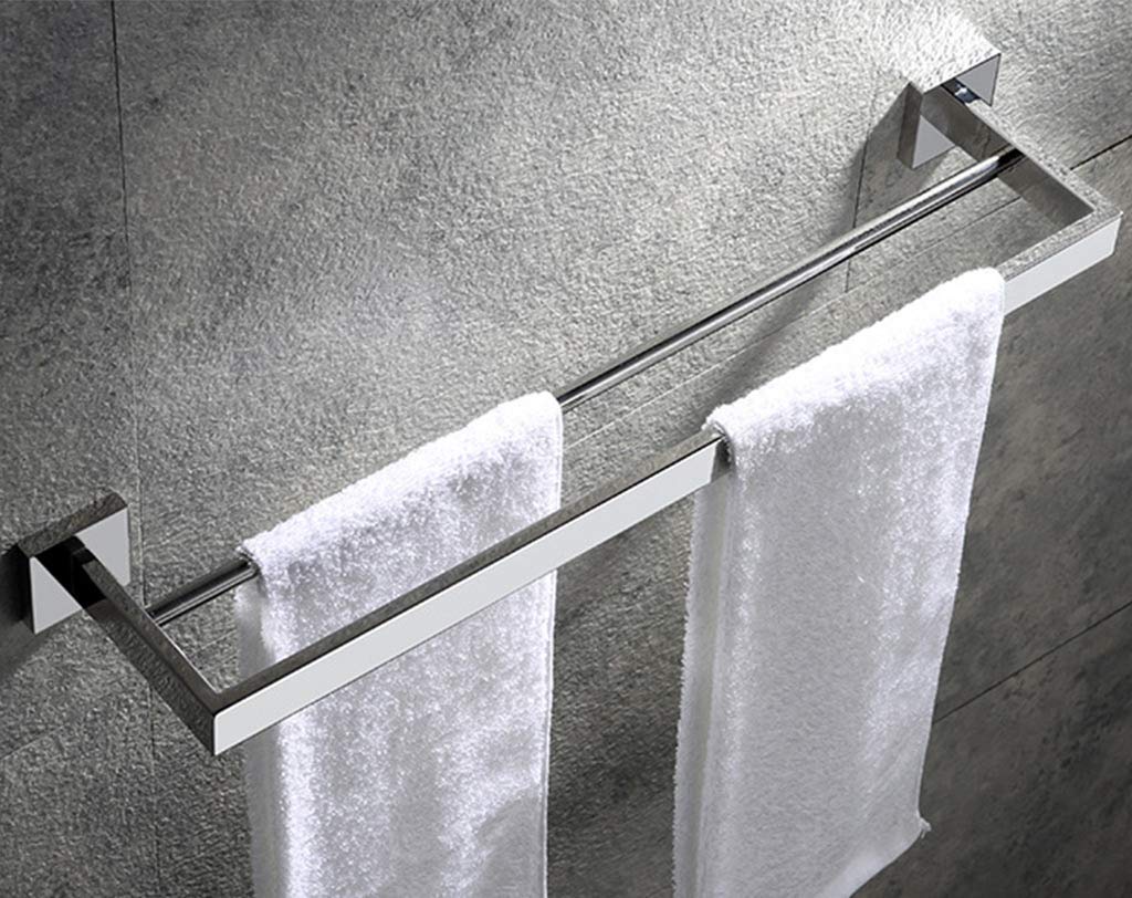 FGXHHS Double Pole Towel Rack Rail Brushed Stainless Steel Bathroom Shelf,for Kitchen Toilet Hotel Office 60cm (50cm)