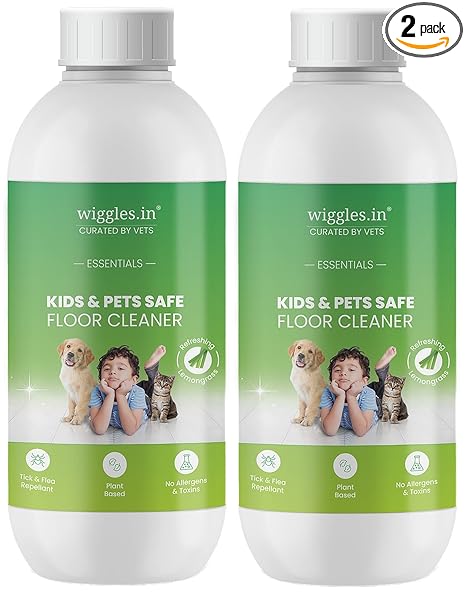 WIGGLES Floor Cleaner Liquid Pet Friendly, 1000ml - Pet Safe, Kid Baby Family Safe, Eco Friendly Cleaning Supplies - Natural Disinfectant & Insect Repellent, 2-Pack (Lemongrass)