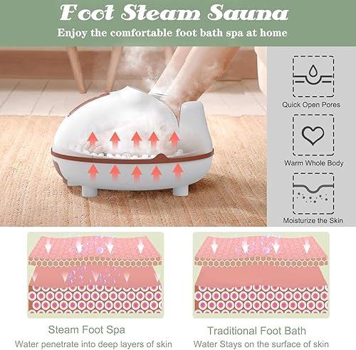 Miniatura 4 de ERGOMASTER Masajeador de baño de pies de vapor, spa de pies con calentamiento rápido, 3 niveles de calefacción, 2 temporizadores ajustables, calma