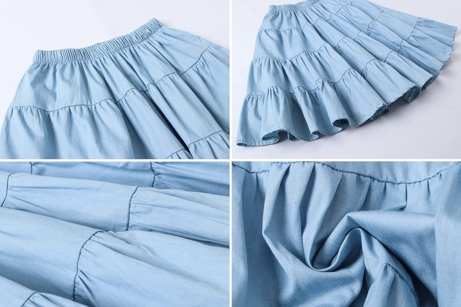 J.E Sterguard Skirts for Girls Stretch Waist A-Line Big Swing Middle Length Multilevel Pleated Skirt Girls Skirts Size 4-16 - Image 4