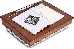 LAPGEAR Schoolhouse Acacia Wood Laptop Lap Desk with Storage Drawers and Compartments...