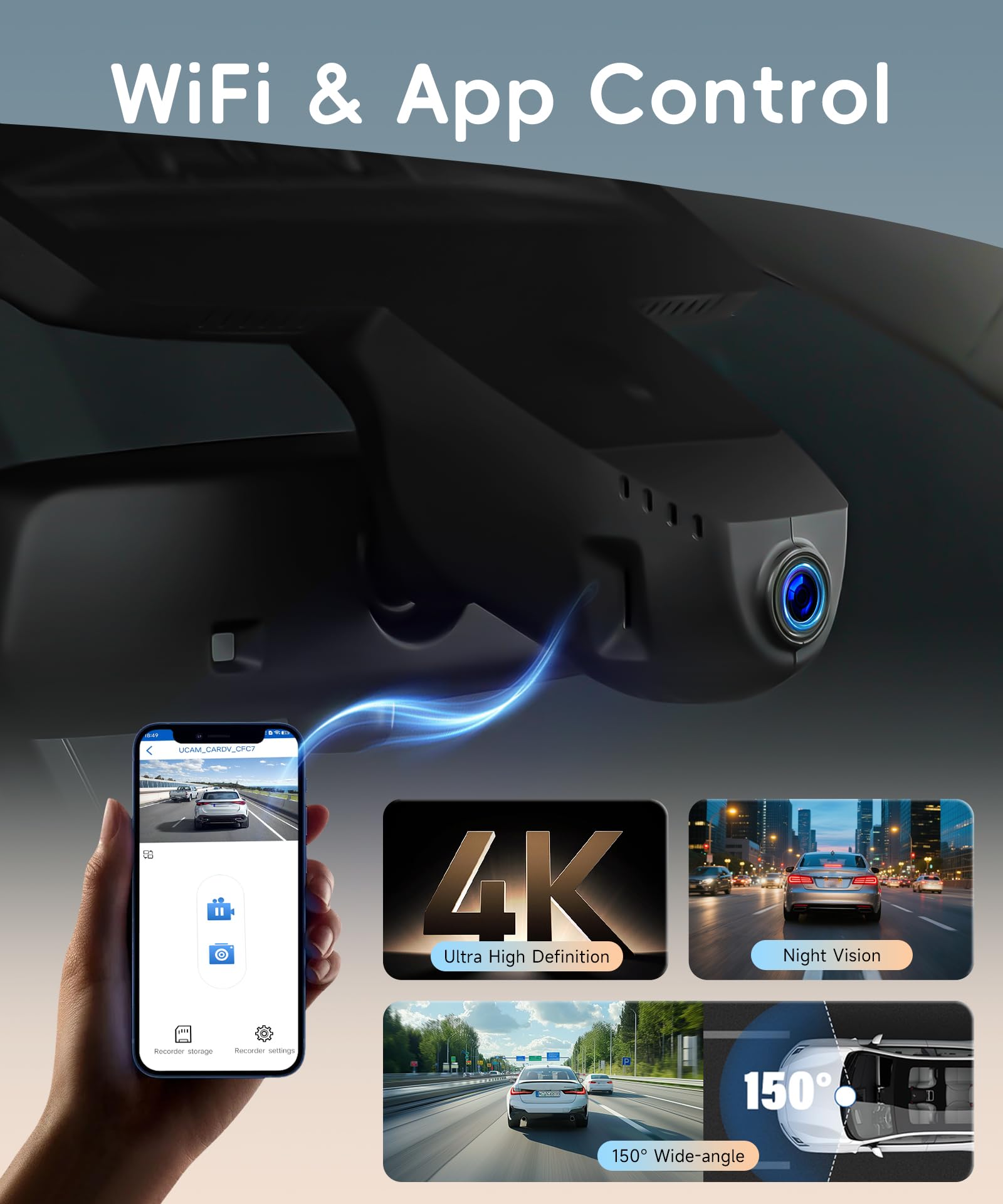 Hodozzy 4K Dashcam para BMW X3 X3M 2018-2024, Estilo OEM, Sensor G, WiFi y App, Grabación en Bucle，Cámara para Coche de 2160P+Tarjeta de 64 GB
