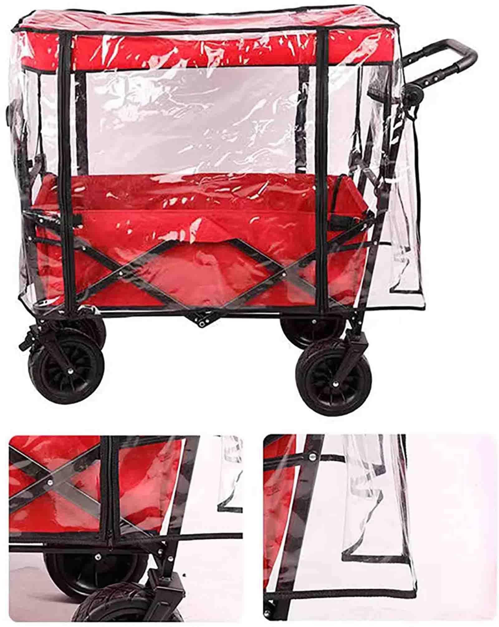 Cubierta de lluvia plegable para carrito, protección plegable transparente para remolques de carro tirados a mano, ideal para niños, jardín, camping, compras