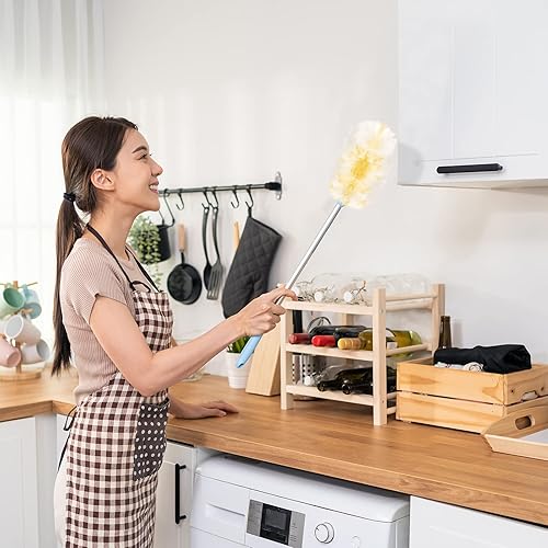 Miniatura 6 de Vesici 300 piezas de repuesto de plumero compatibles con plumeros Swiffer, repuesto desechable a granel grueso con 1 mango resistente para limpieza,