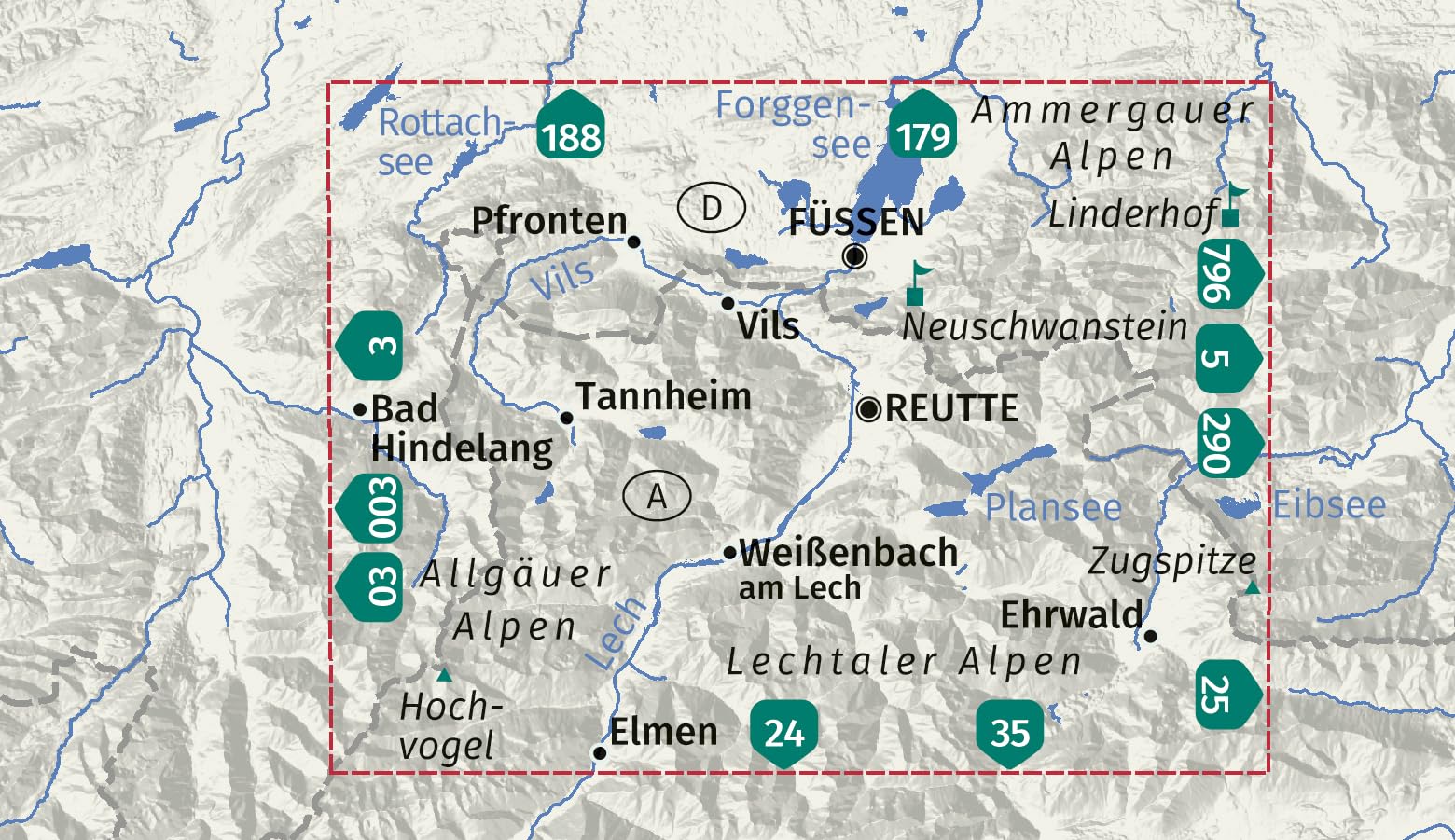 KOMPASS Wanderkarte 4 Füssen, Außerfern 1:50.000: Wander- und Fahrradkarte in einem - inklusive Offline-Verwendung in der KOMPASS-App. Wander-& Radwege. Panorama. Skitouren. Langlaufen. Reiten.