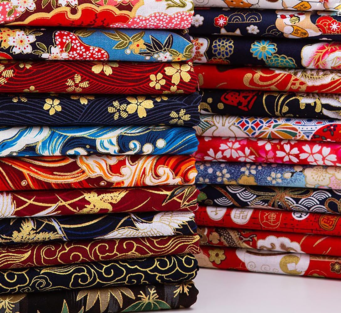 200x150 cm Japanischer Stil Baumwollstoff Meterware Bunt Gedruckt Nähstoffe mit Blume Fächer Fliegender-Kran Tücher Baumwolltuch Kleiderstoff Quiltstoffe marineblaue-Wolke