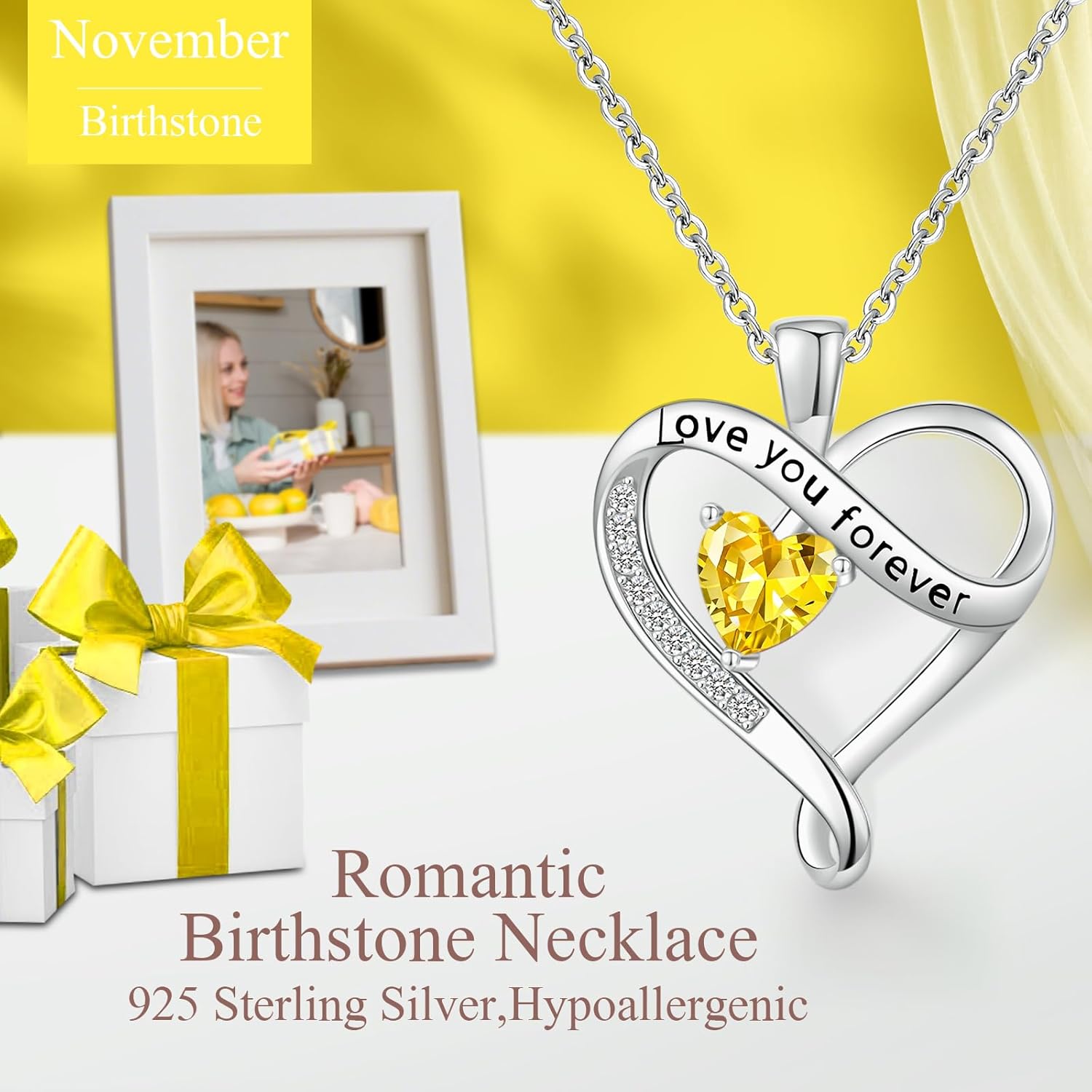 Infinity Heart Necklaces for Women - S925 Sterling Silver Love Heart Birthstone Pendant Necklace, Wedding Anniversary, Birthday, Mothers Day Gifts for Mom, Mother, Wife, Girlfriend - Image 4