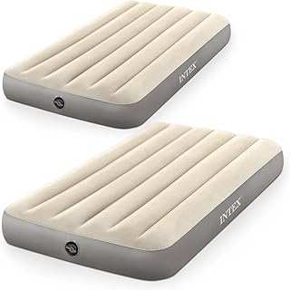 Intex 64101E Dura-Beam Standard Series Single Height Inflatable Airbed, w/2 in 1 Extra Wide Valves, Supports Up to 300 pounds, Twin (2 Pack)