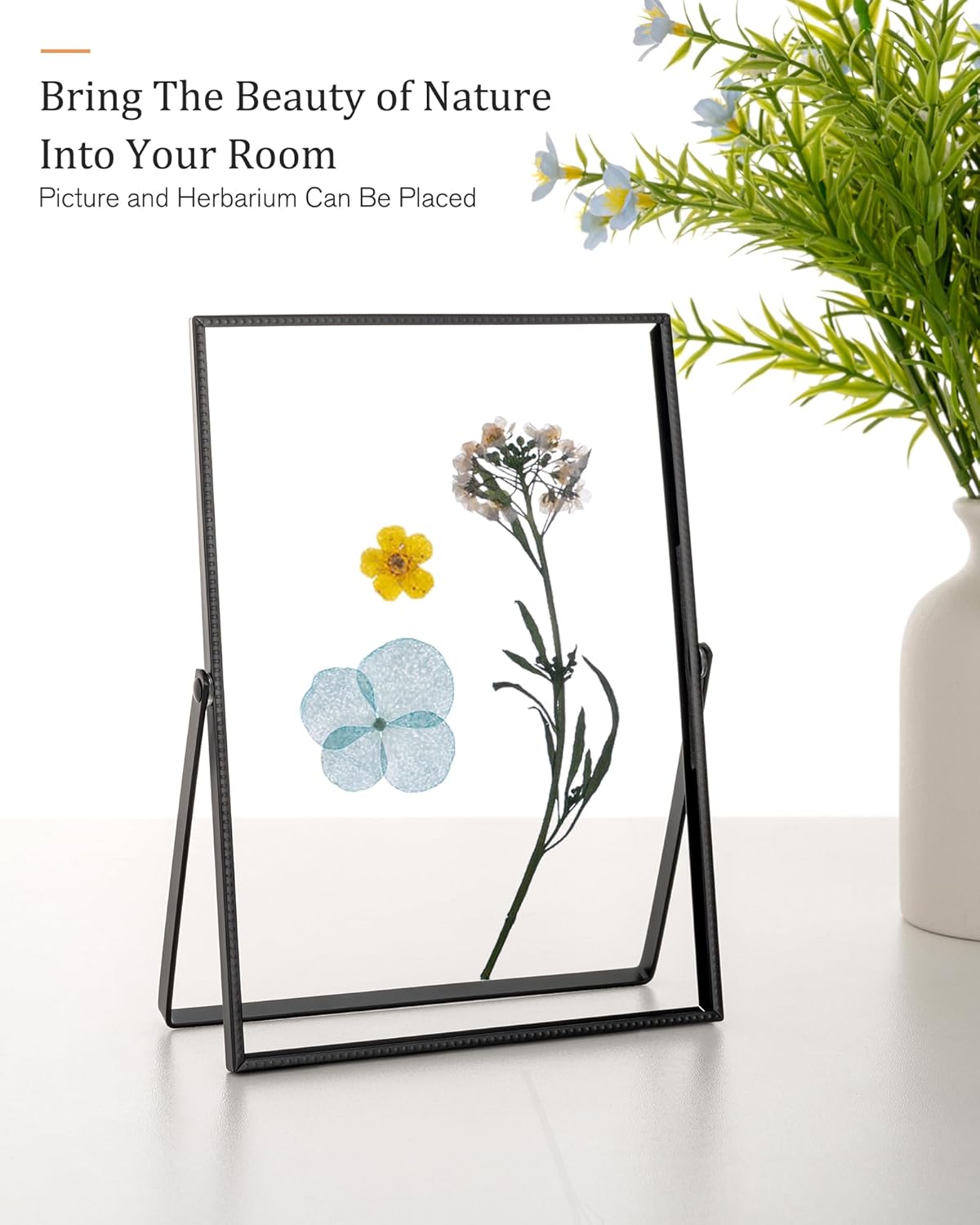 RICHFOCUS Set of 3 Floating Picture Frame Includes 4x4, 4x6, 5x7, Floating Display for 2x2 3.5x5 4x6, Beaded Metal Picture Frames with Real Glass, Tabletop Photo Frame for Multiple Size, Black - Image 2