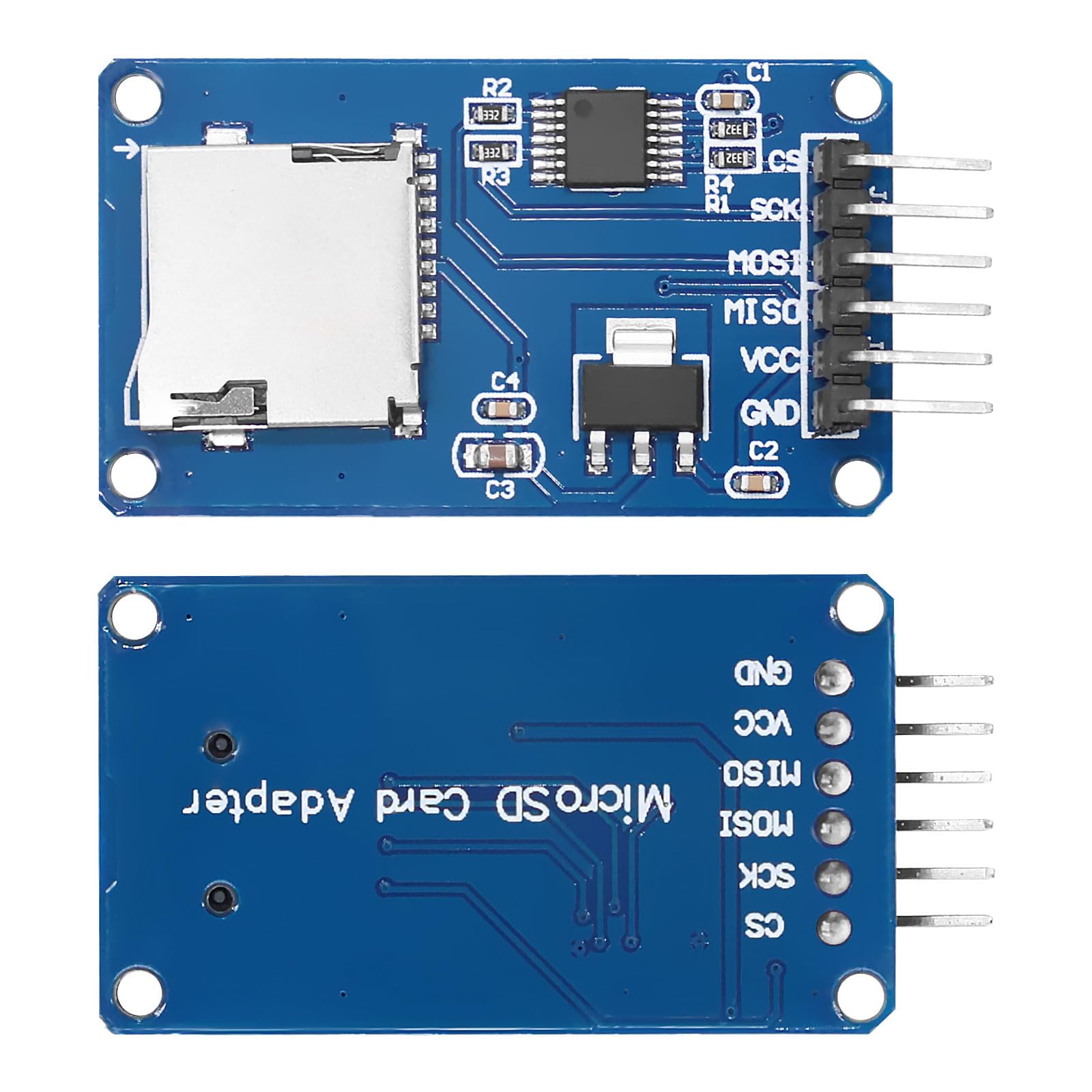 Module de carte Micro SD TF - Lecteur de carte SPI - Micro mémoire SD TF - Module de lecteur de carte mémoire avec puce de conversion de niveau pour Arduino (6 pièces)
