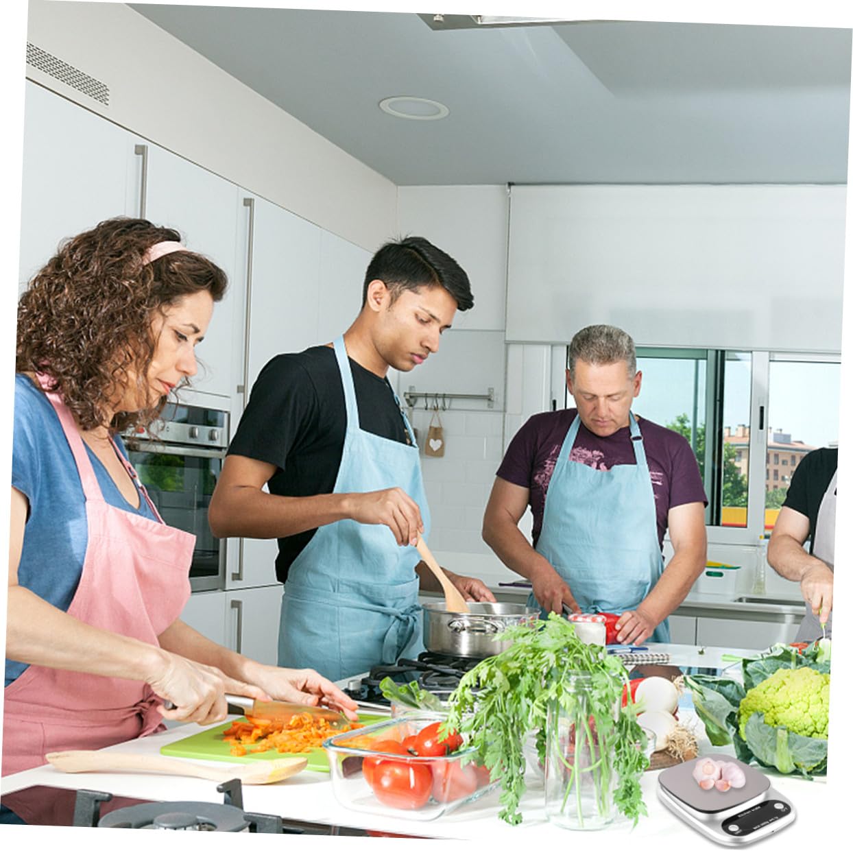 Báscula de Cocina Digital Recargable con Pantalla LCD de Acero Inoxidable para Pesar Alimentos con Alta Precisión y Sensores Sensibles