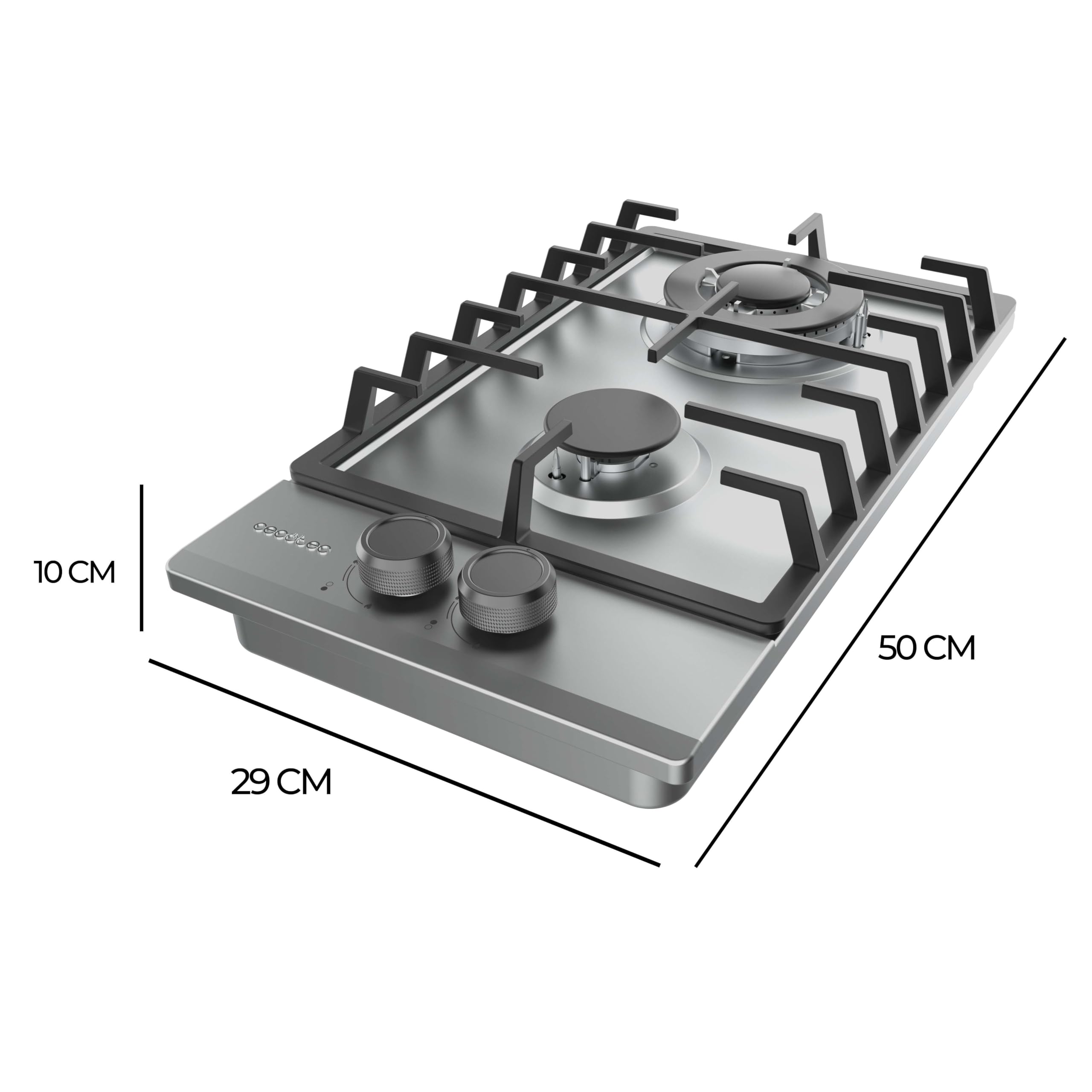 Cecotec Placa de Gas Butano y preparada para Gas Natural 2 Fuegos Bolero Squad G 2200F Inox. 5250W, Acero Inox, Parrillas Completas Hierro Fundido, Quemador WOK Triple Corona, Encendido Eléctrico — view 2