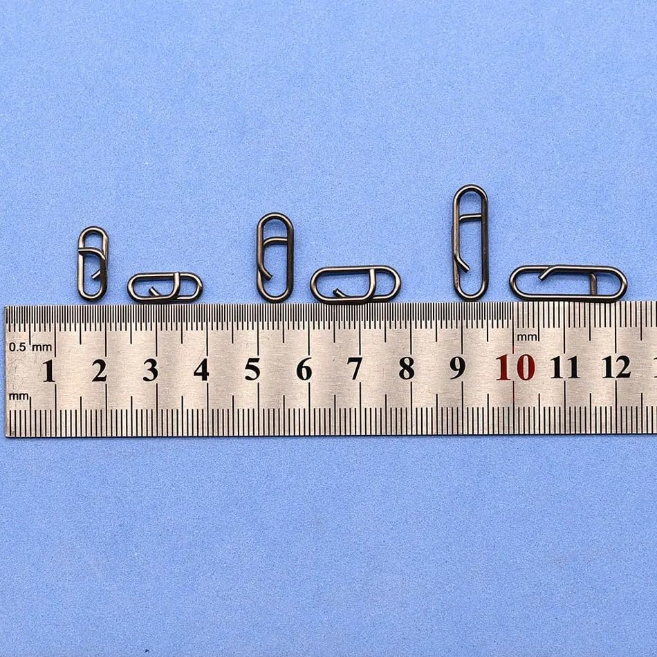 Set de 90 mosquetones ovalados de acero inoxidable para pesca miniatura 6