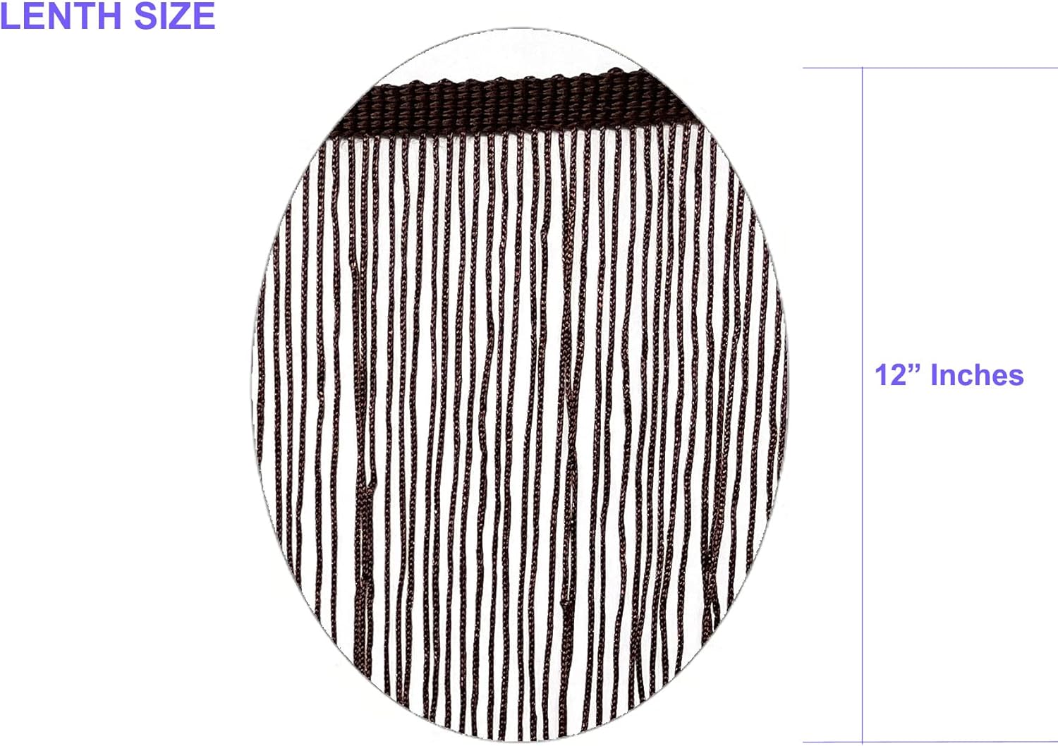 Beautiful 2 Yards of 12" Long Chainette Fringe Tassel Thread Yarn Trim Fringe Sewing, Dance Costumes, Drapery, Lamp Shades-Dark Coffee Brown
