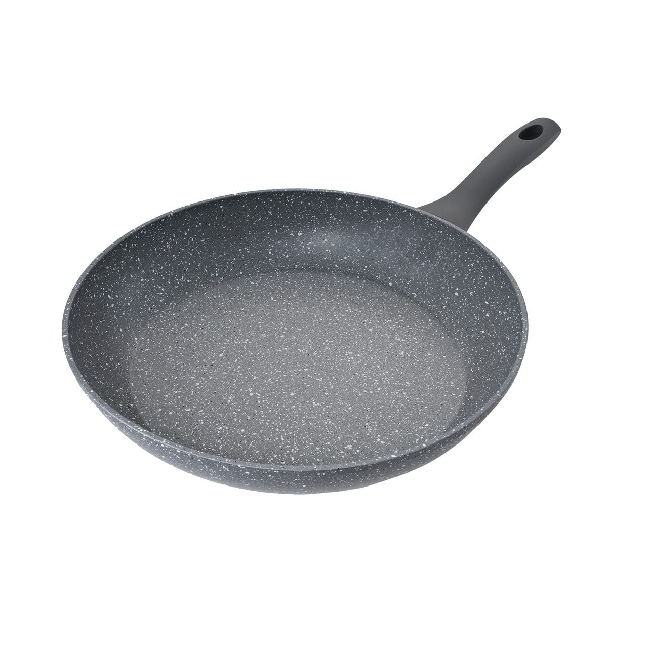 Schallen Non-Stick Anti-Scratch Grey Marble Coated Frying Pans with Cool Touch Handles, Suitable for All Hobs Induction, Electric and Gas Pans (Black Soft Handles, 30cm Frying Pan)