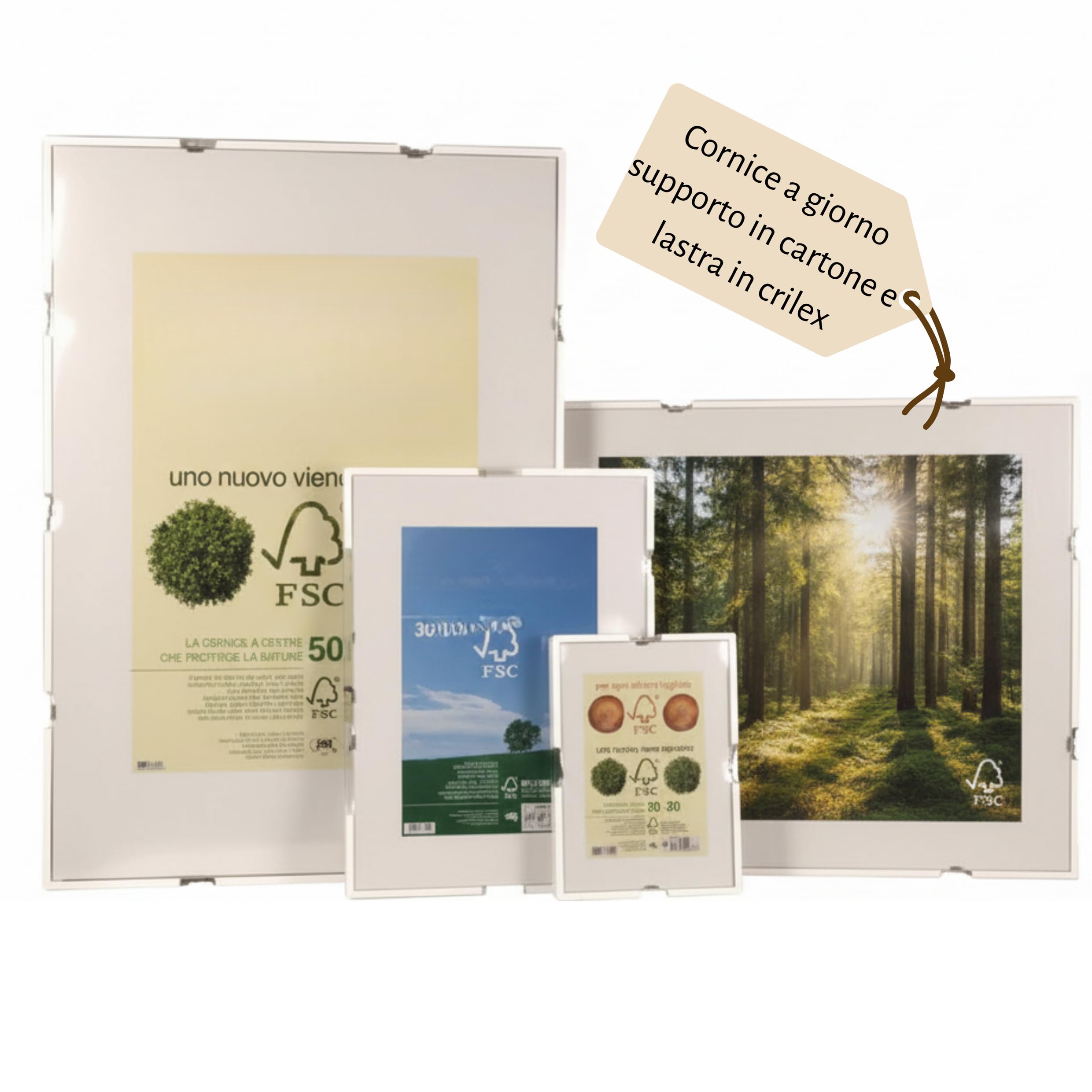 EffeDecor Cornice a Giorno Supporto in Cartone Pressato Frontale in Crilex Trasparente Ideale per Foto,Puzzle,Documenti,Diplomi, Stampe artistiche, Poster, Quadri moderni A4 (60x80 cm)