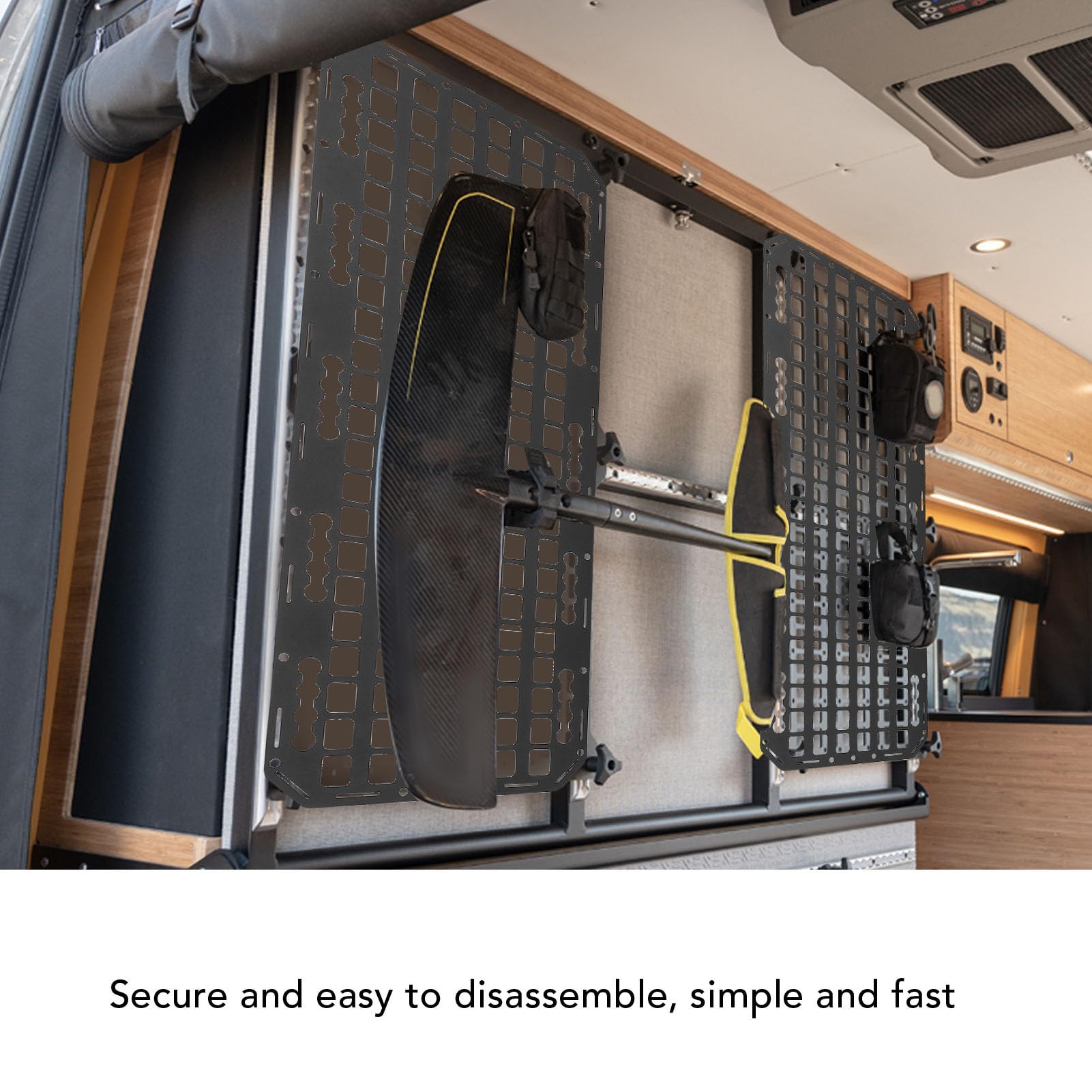 Molle-Panel aus Metall für LKW-Ladeflächen, 2 mm Starkes Aluminium, vielseitiges Hängesystem, MOLLE-Panel-Rahmensystem für L-Schienen zur Aufbewahrung in Auto, LKW, Wohnmobil, Boot und Zuhause