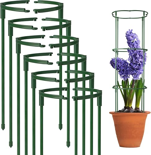 Paquete de 12 estacas de soporte para plantas semicirculares, soporte apilable de 3 niveles para flores de jardín, estacas para plantas de interior disponible en Yaxa Peru