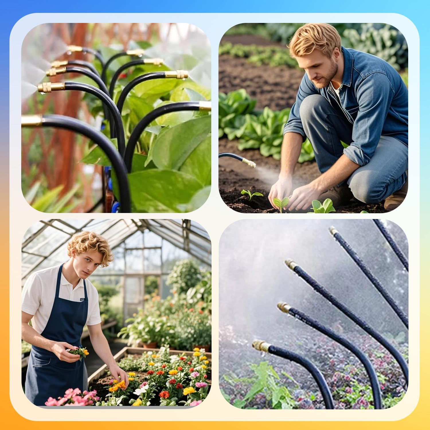 360° Curvo Kit irrigazione per Giardino, Irrigazione a goccia Sistema, Kit di irrigazione, Di Irrigazione Da Giardino Kit, per paesaggi, fiori e terrazze, piante Greenhouse, aiuola rialzata(5 m)