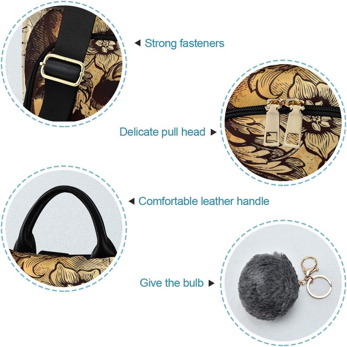 ALAZA Skull Floral Tatto Halloween Backpack Purse for Women Anti Theft Fashion Back Pack Shoulder Bag - Image 6