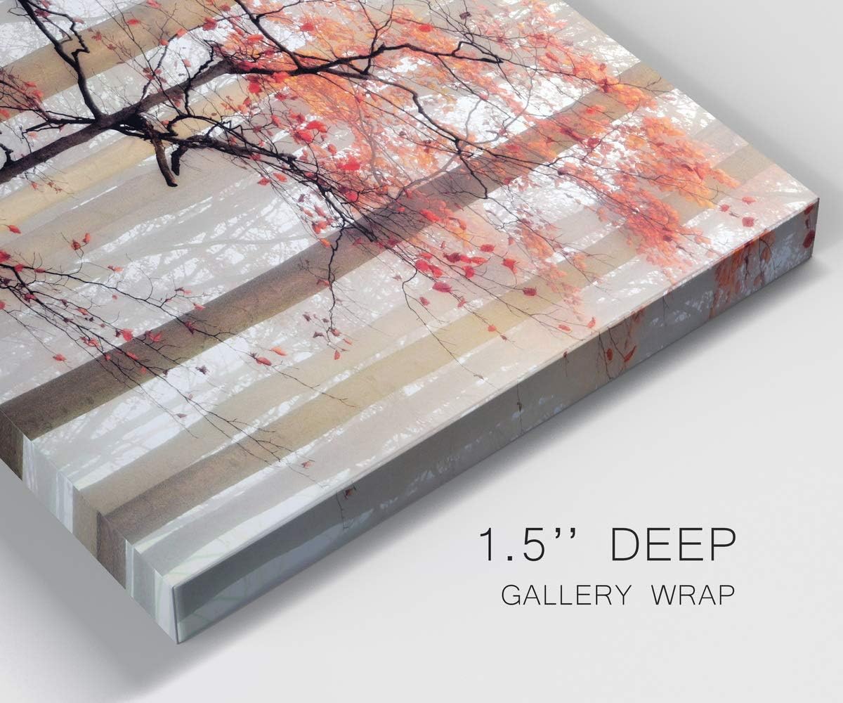 WEXFORD HOME Home Decor Landscape Canvas Wall Art Abstract Floral Painting Modern Pictures Artwork Decoration for Living Room Kitchen Bathroom Office, Ready to Hang, orange awakening, 32x48
