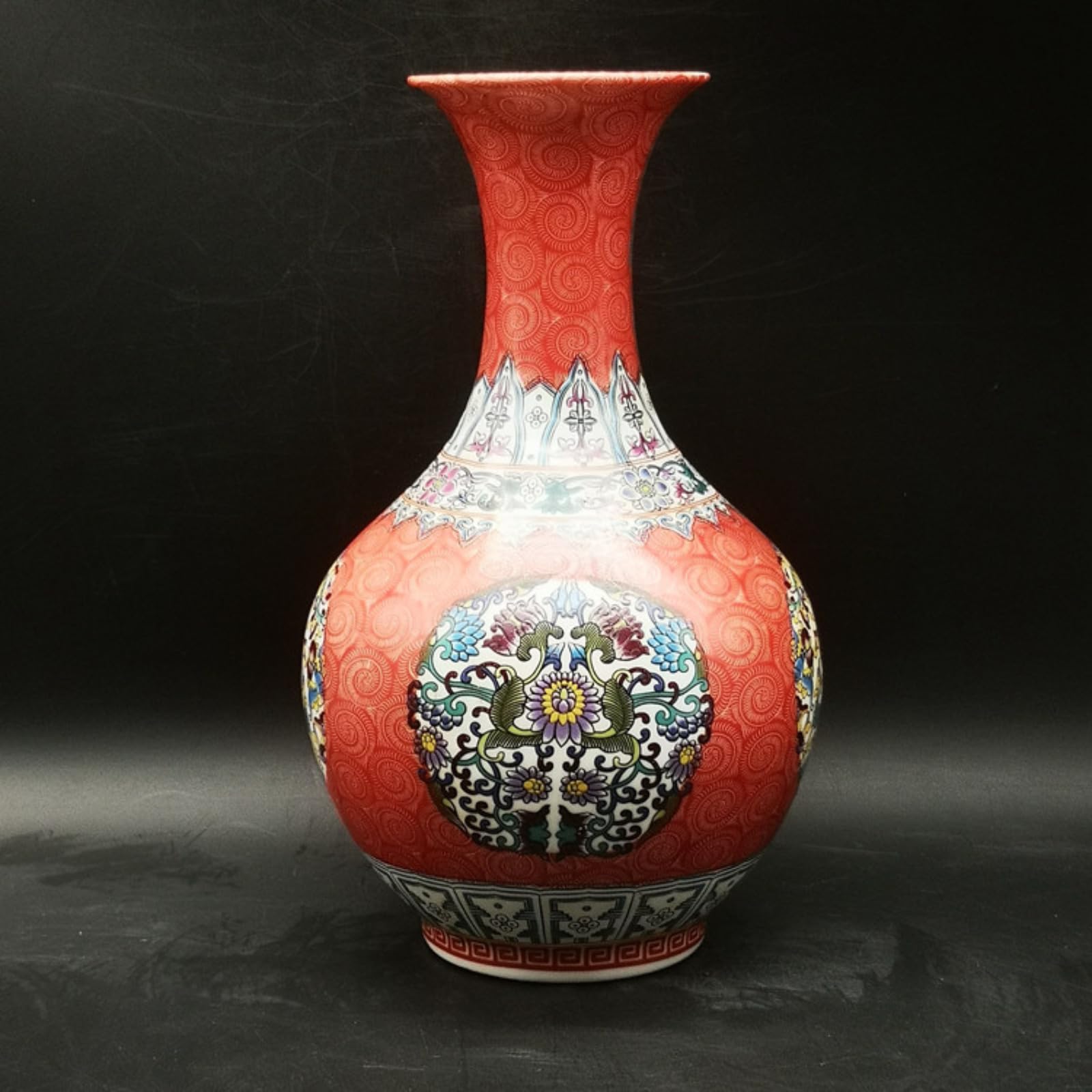 Vase Qing en céramique émaillée de 22,5 cm pour décoration d'intérieur de collection antique