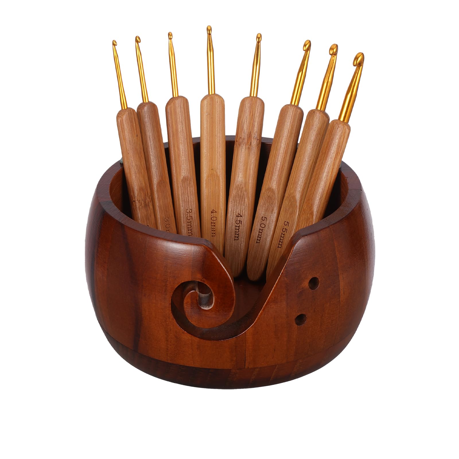 Bol à Fil En Bois Kaxenig - Organisateur Tout-en-un Pour Laine Et Accessoires Crochet