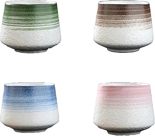 Colorful Coffee Cup Tea Cups Set Ceramics Coffee Mugs Chinese or Japanese Style Porcelain Milk Mug No Handles Vintage Beverage Cup Drinks Tumbler for Tea Lovers 200ml，4PCS