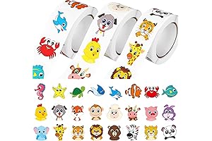 3000 Small Circle Motivational Animal Stickers for Kids