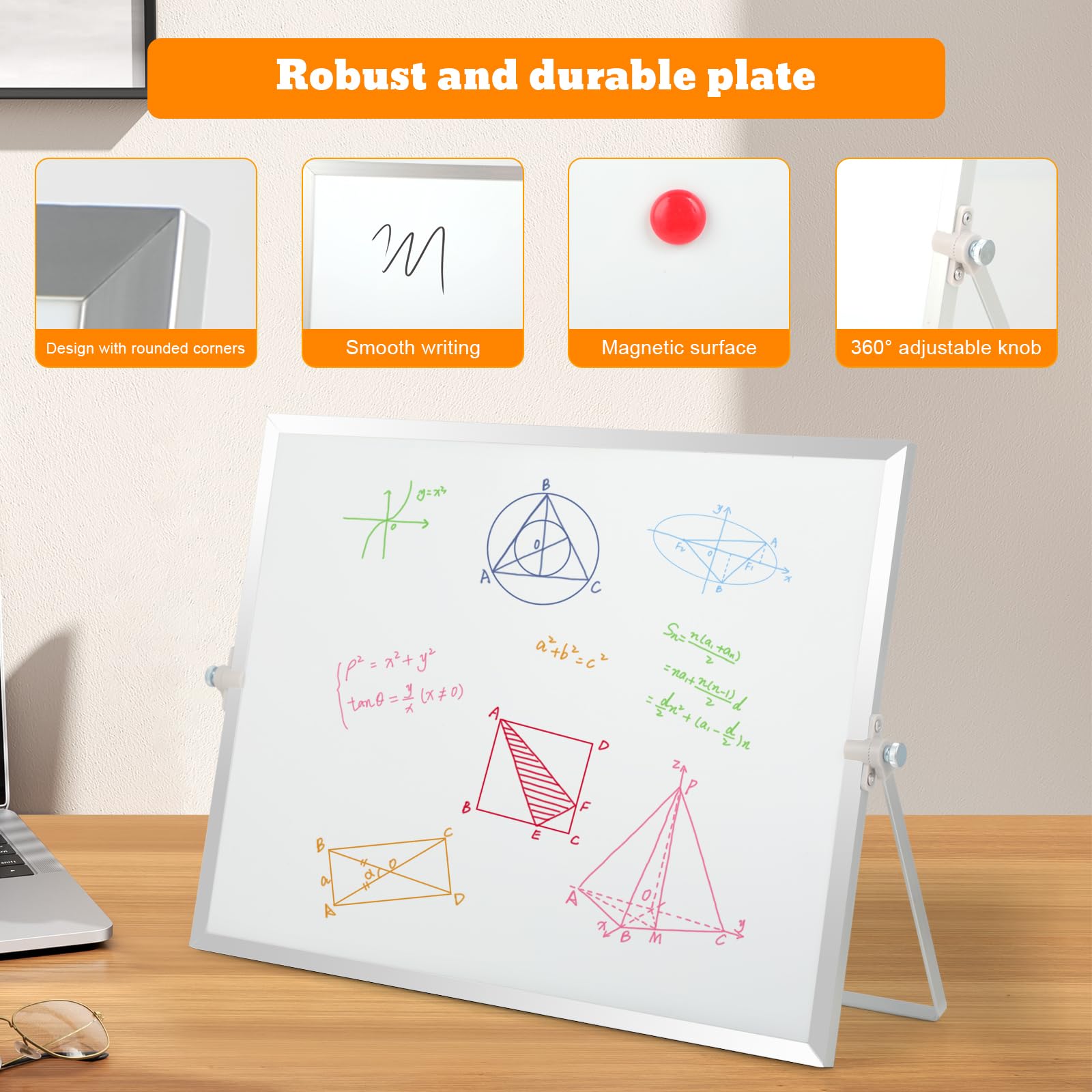 Magnetisches Whiteboard, Beidseitige Magnettafel Weiß mit Ständer, Kleine Desktop Schreibtafel 30x40cm, Whiteboard mit Ständer, Abwischbar & Vielseitig Verwendbar für Zuhause und Büro