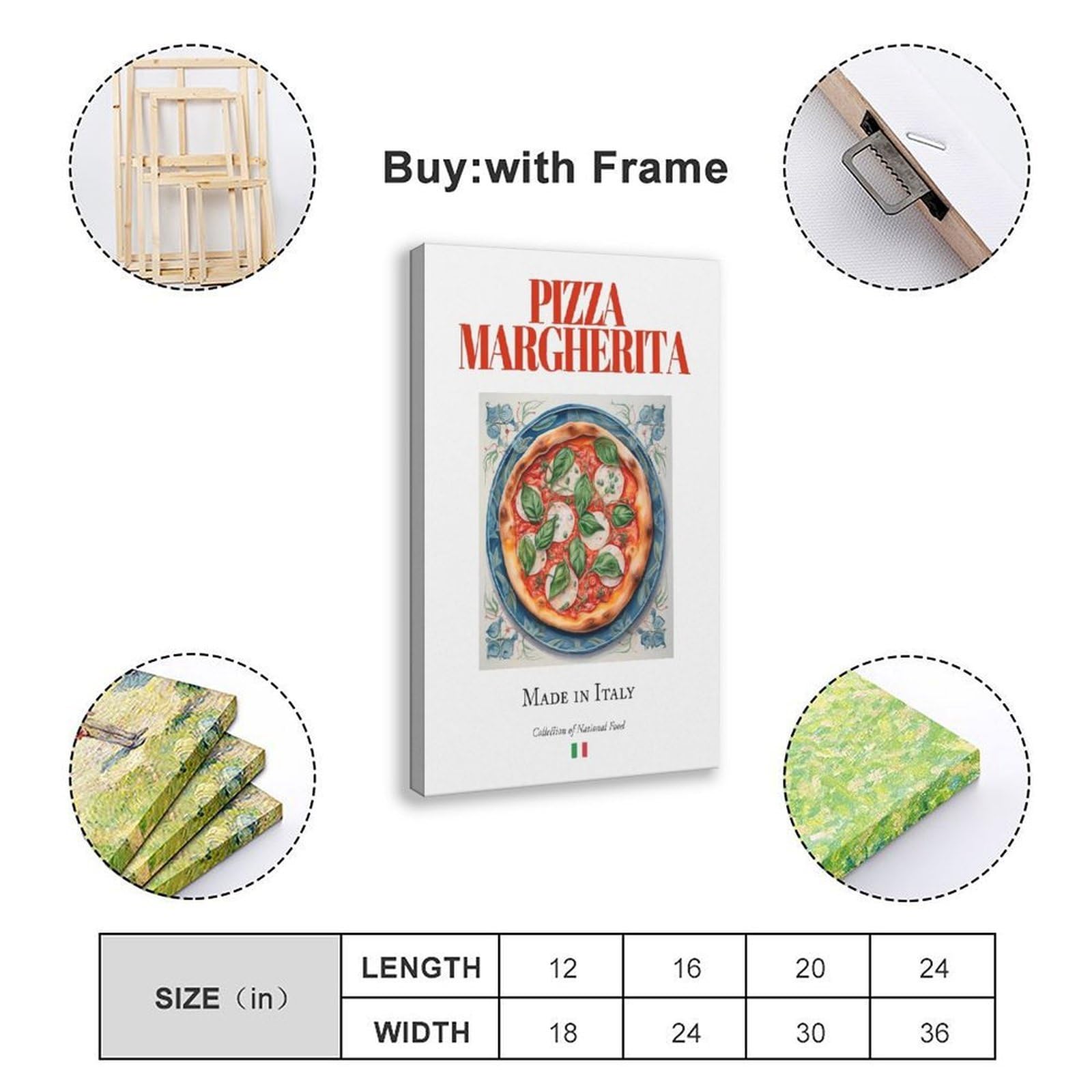 Pizza Margherita auf Maiolica Fliesenteller, Leinwand, Poster, Schlafzimmer, Dekoration, Landschaft, Büro, Raumdekoration, Geschenk, 61 x 91,4 cm (L x B)