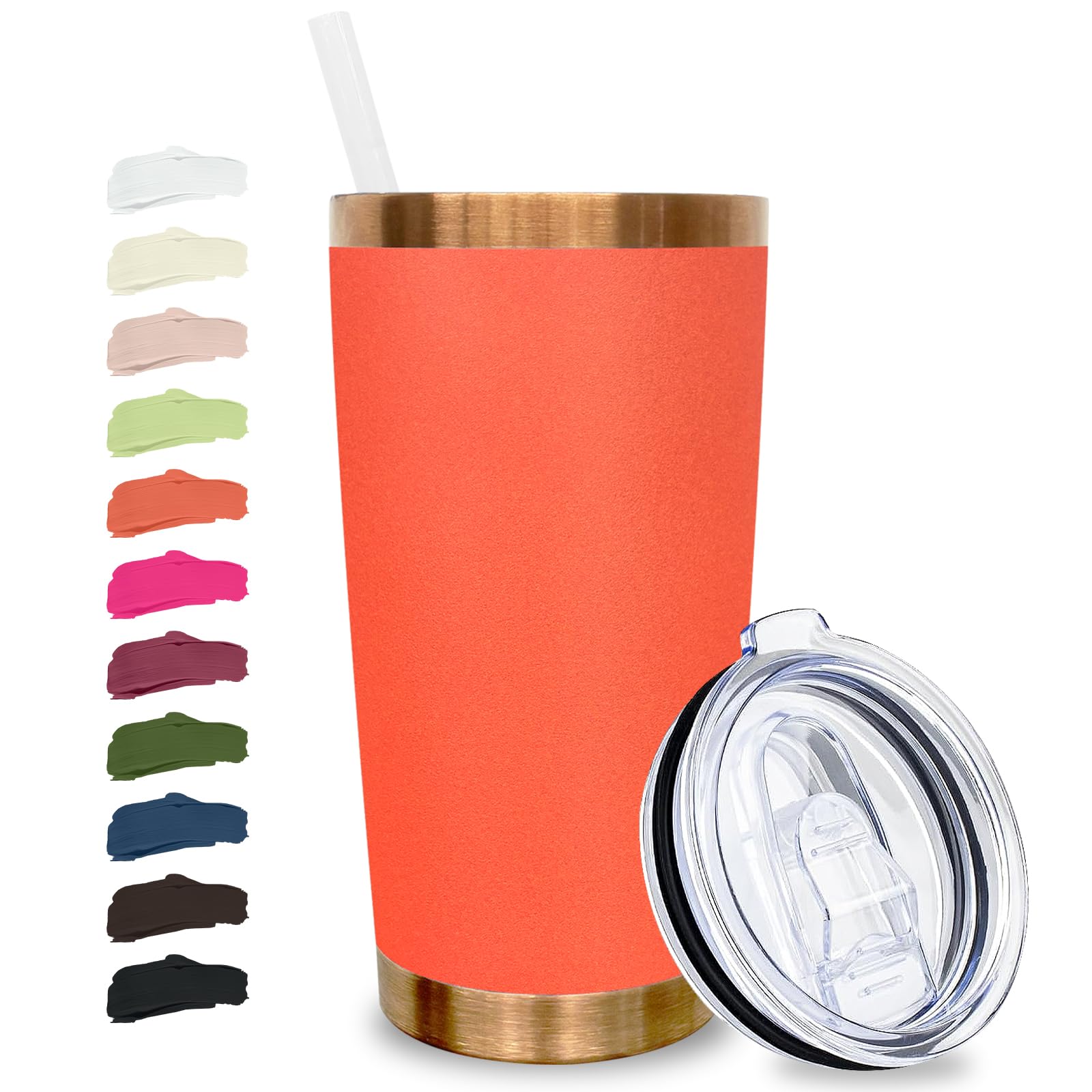 Metalya 20 oz Tumbler Stainless Steel Tumbler with Lid and Straw, Double Wall Vacuum Insulated Travel Coffee Mug for Laser Engrave, Powder Coated Cup