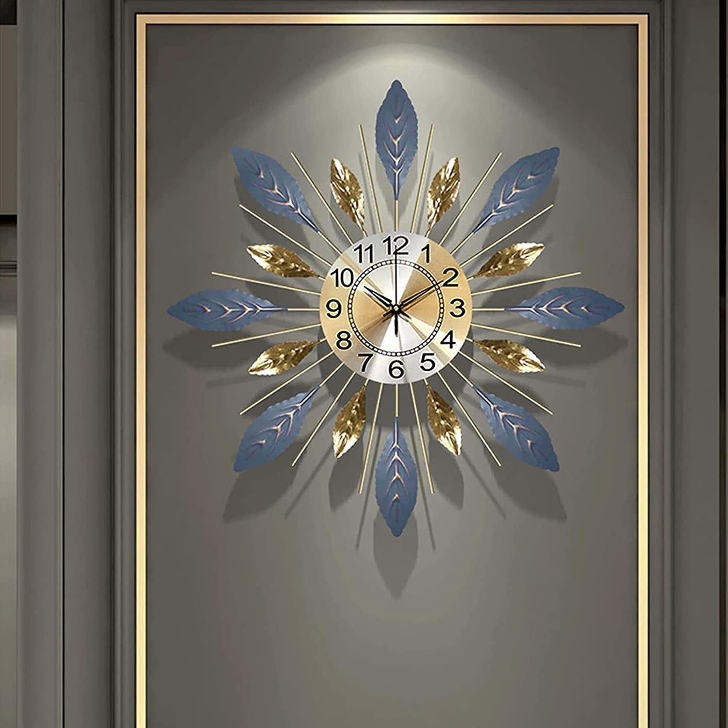 SaryEdge Wall Clock Modern Art Wall Clock Modern Decoration Wall Clock, Unique Artistic Metal Clock, Bedroom Silent Wall Clock, Living Room Cafe Restaurant Golden Quartz Clock Wal-O,Onecolor-65cm