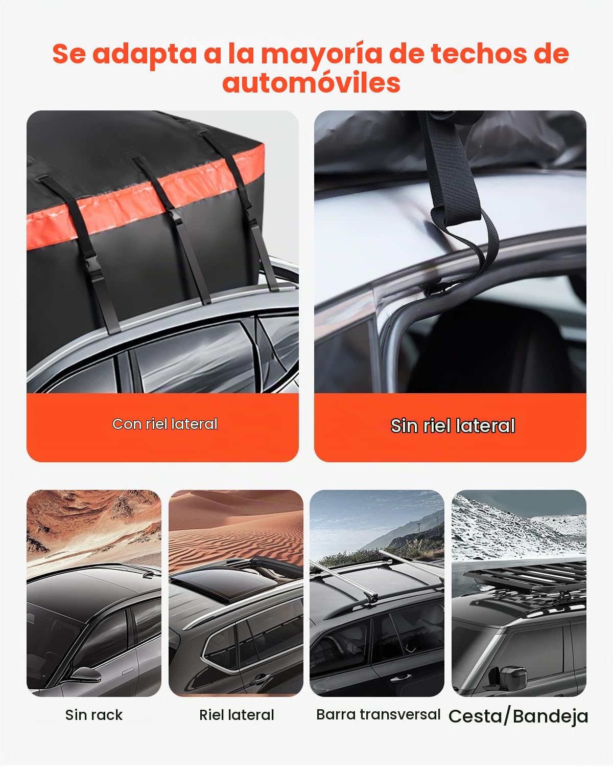 VEVOR Bolsa de Carga para Techo de Automóvil, 20 Pies Cúbicos, Resistente, 840D PVC, 100% Impermeable, para Todos los Vehículos, con Cerradura, Tapete Antideslizante, 120 x 89 x 53,5 cm, Negro