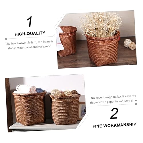 Miniatura 8 de Cesta de almacenamiento de mimbre para papas y cebollas, cesta de lavandería, cesta de basura rosa, soporte para brochas de maquillaje, papelera,