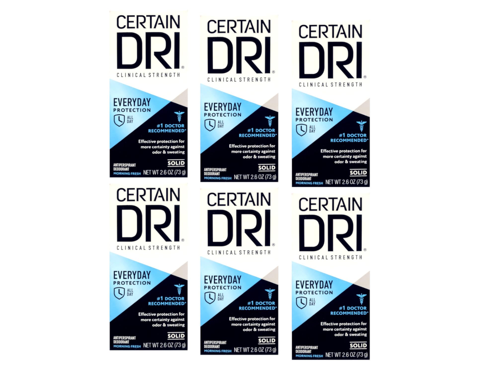 Certain DriEveryday Strength Clinical Anti-Perspirant/Deodorant Solid Morning Fresh - 2.6 oz, Pack of 6