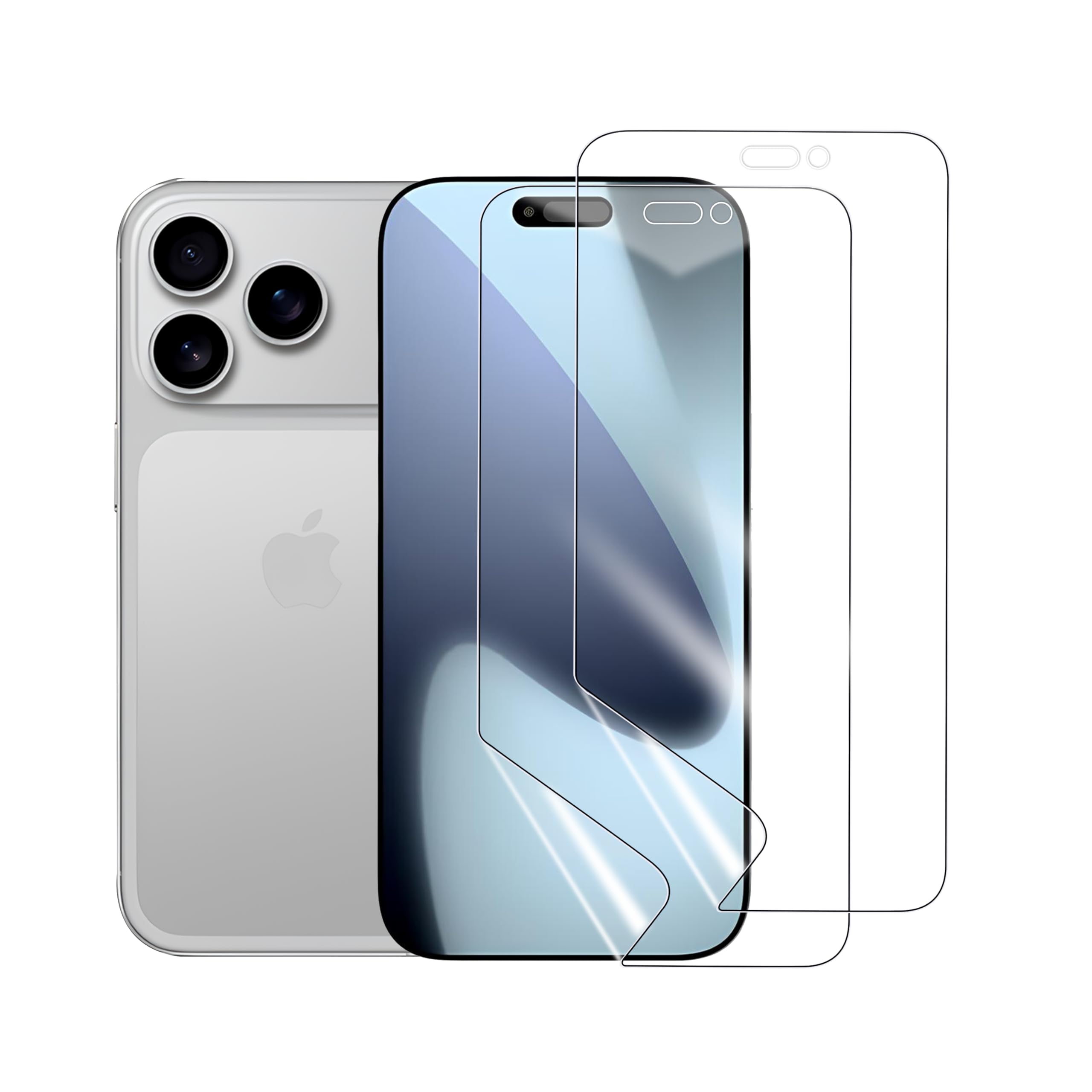 Protector de Pantalla para iPhone 17 Pro Max, 2PCS Película Hidrogel HD Transparente, Antiarañazos, Compatible con Face ID, Funda y Tacto Sensible