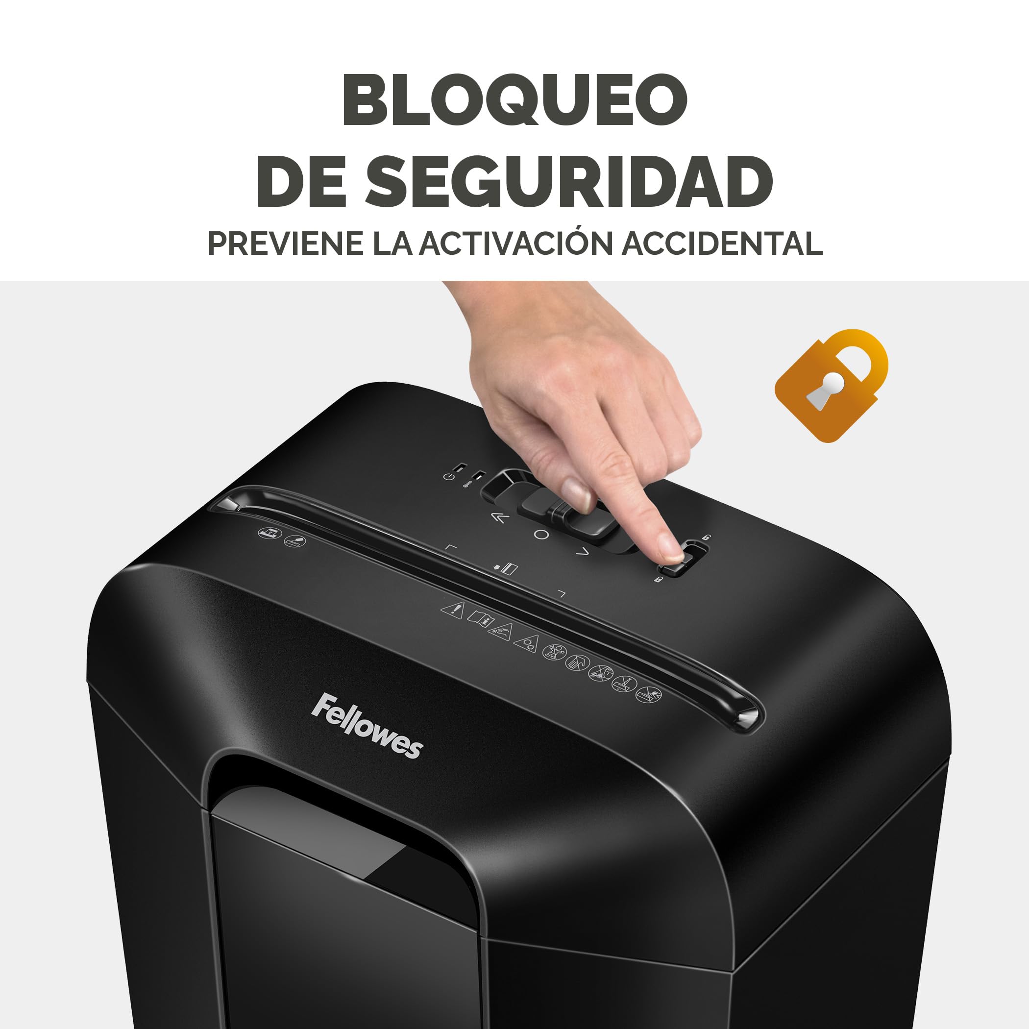 Fellowes Trituradora de Papel LX50, Corte en partículas, destruye hasta 9 Hojas, Uso Personal, con Bloqueo de Seguridad, Negro + Aceite lubricante para destructoras de papel, 355 ml