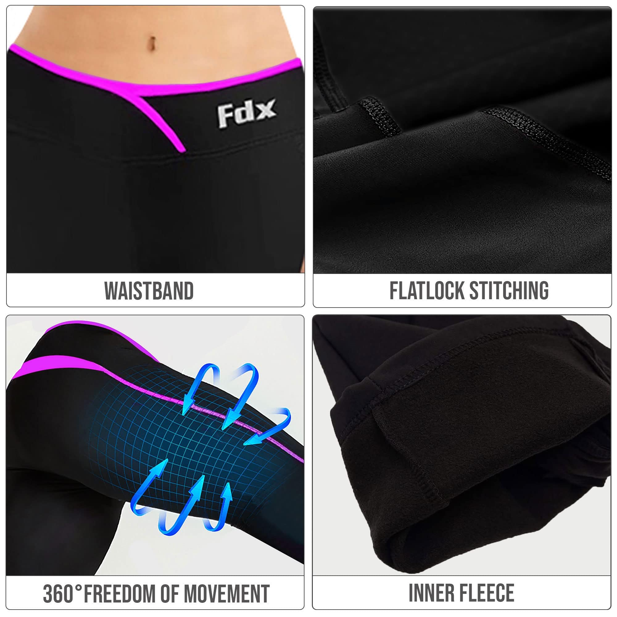 FDX Pantalon sous-vêtement Technique Femme, Legging de Compression léger, Respirant et à séchage Rapide pour Hiver, Fitness, Course, Ski et Salle de Sport