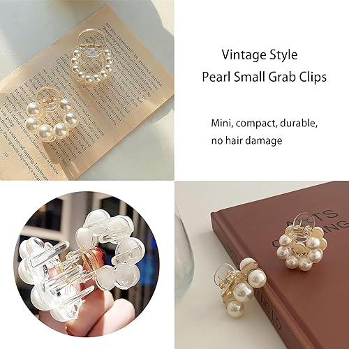 Miniatura 5 de 3 pinzas para el cabello con perlas pequeñas, pinzas para el cabello con perlas, pinzas para cola de caballo en la parte posterior de la cabeza,
