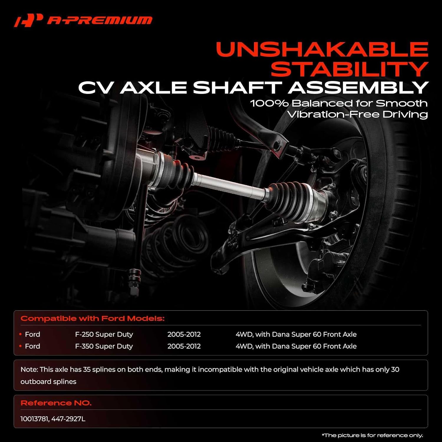 A-Premium CV Axle Shaft Assembly Compatible with Ford F250 F350 Super Duty 2005-2012, 4WD Only, with Dana Super 60 Front Axle, Front Left Driver Side