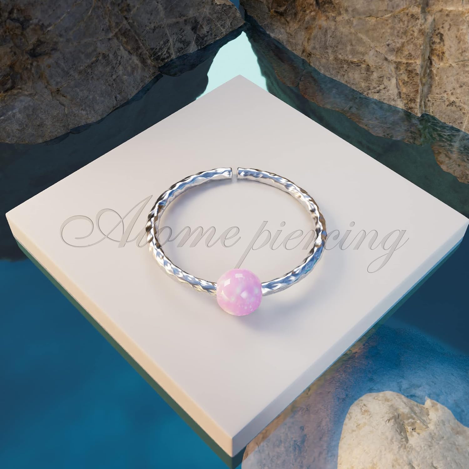 Cutwire Helix Earring Hoop with Opal - Image 6