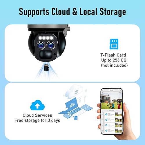 Miniatura 9 de Cámara de seguridad solar inalámbrica 4K para exteriores, lentePTZ de 360, cámara de vigilancia, visión nocturna a color, WiFi de 5 GHz, 2.4 Hz,