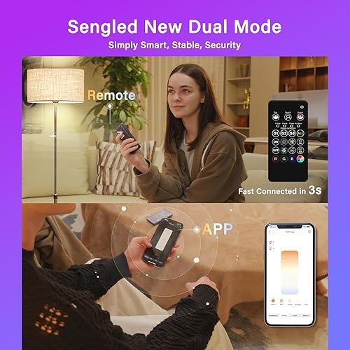 Miniatura 2 de Sengled Bombillas inteligentes de modo dual con control remotoaplicación, bombillas LED blancas giratorias 2700K-6500K, control de grupo